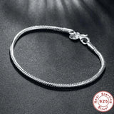 Pulsera de plata de ley 925 con dijes de hueso de serpiente, original, hecha a mano y de lujo para mujer. 