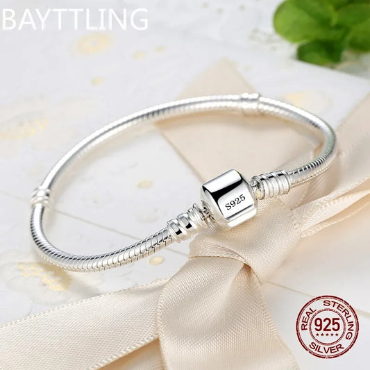 Luxury Handmade Original Fine Jewelry 925 Sterling Silver Charm Bracelet Soft Smooth Snake Bone Bracelets for Women 