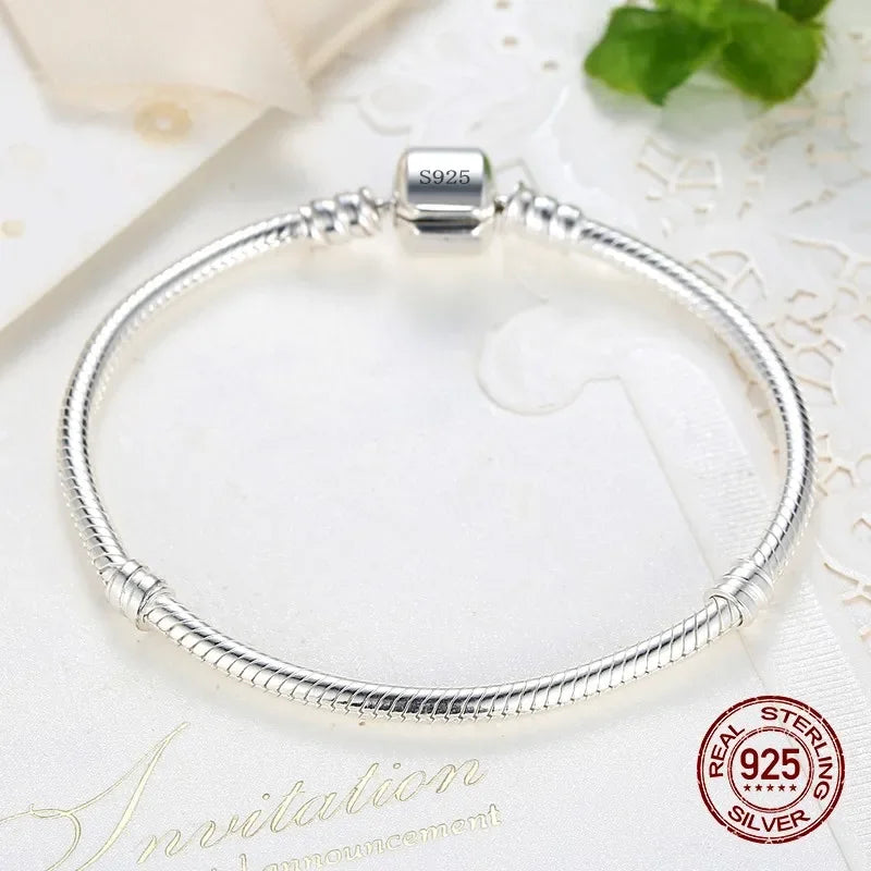 Pulsera de plata de ley 925 con dijes de hueso de serpiente, original, hecha a mano y de lujo para mujer. 