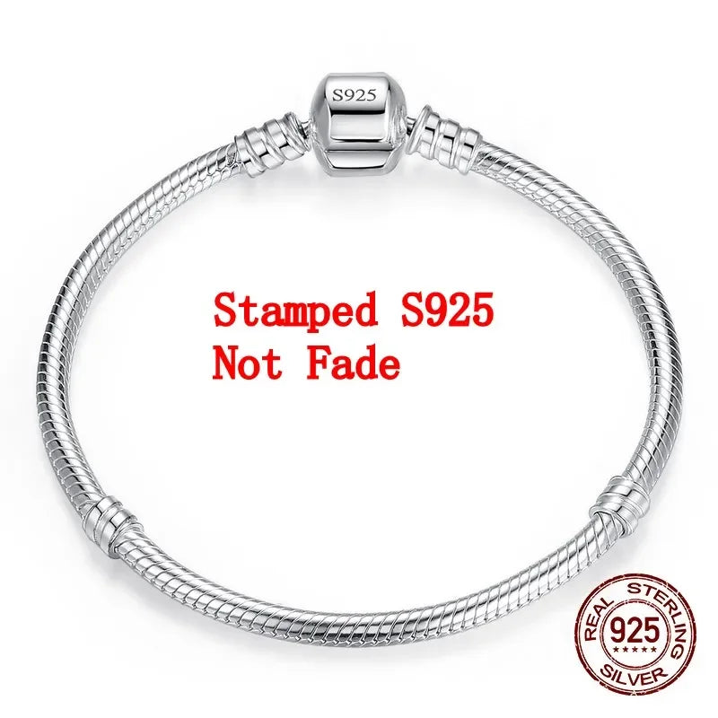 Pulsera de plata de ley 925 con dijes de hueso de serpiente, original, hecha a mano y de lujo para mujer. 