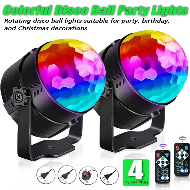 Luz estroboscópica colorida com controle remoto, Disco Ball Lamps, Palco Ativado, Casa, Quarto, Festas, Aniversário de Crianças, Casamento, Bar