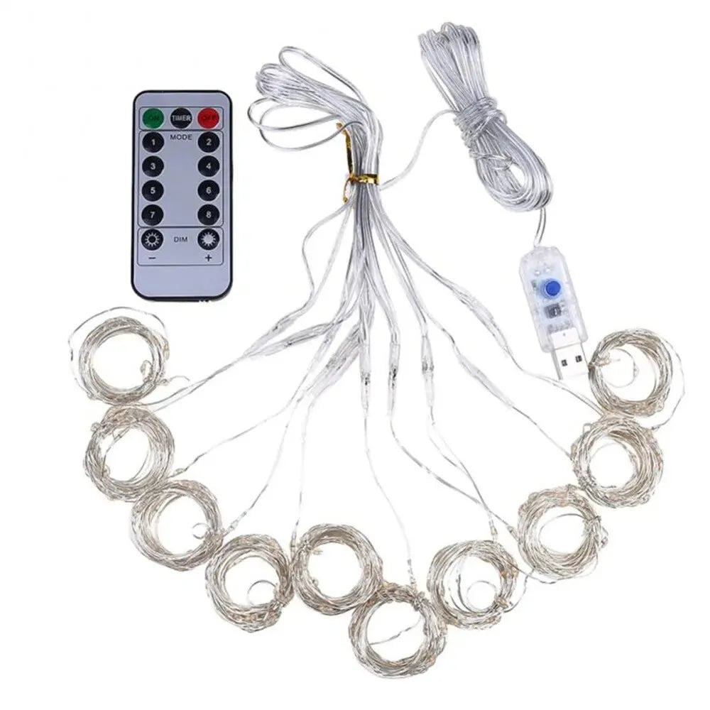 Cortina de luces LED para dormitorio, guirnalda navideña, guirnalda de luces, decoración para bodas, hogar, iluminación, USB, 3 x 3/3 x 2/3 x 1, 1 unidad 