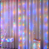 Cortina de luces LED para dormitorio, guirnalda navideña, guirnalda de luces, decoración para bodas, hogar, iluminación, USB, 3 x 3/3 x 2/3 x 1, 1 unidad 