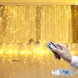 Cortina de luces LED para dormitorio, guirnalda navideña, guirnalda de luces, decoración para bodas, hogar, iluminación, USB, 3 x 3/3 x 2/3 x 1, 1 unidad 