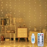 Cortina de luces LED para dormitorio, guirnalda navideña, guirnalda de luces, decoración para bodas, hogar, iluminación, USB, 3 x 3/3 x 2/3 x 1, 1 unidad 