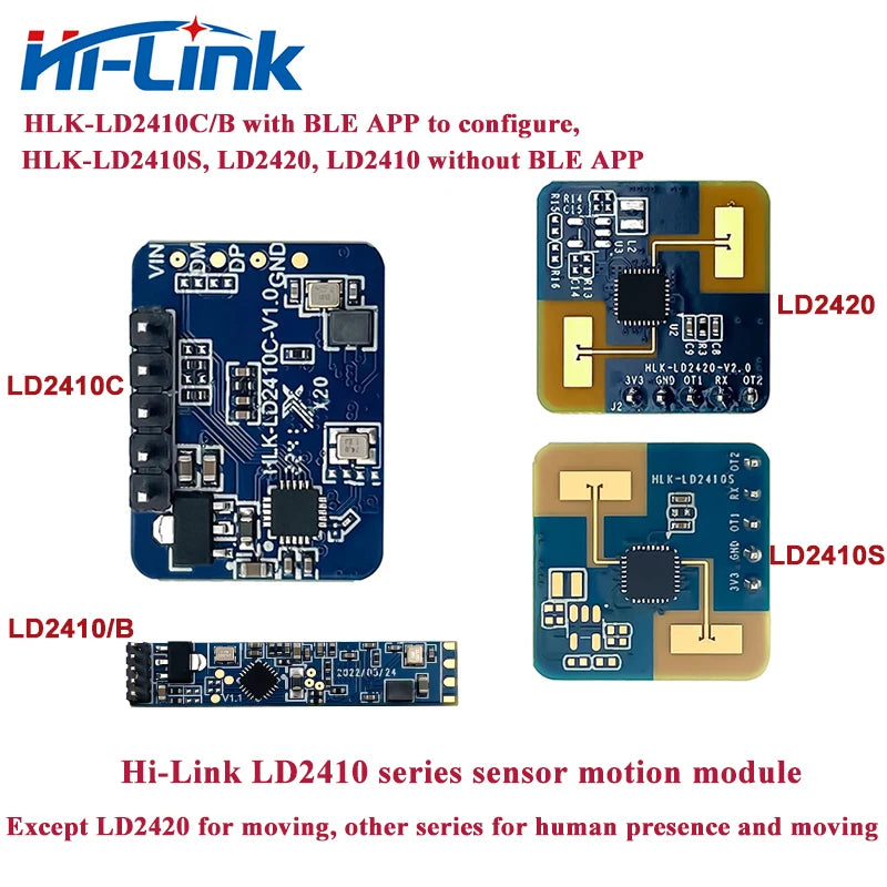 Módulo de Movimento Sensor Radar Pressão Humana, HLK-LD2410C, LD2410, LD2420, LD2410S, 24GHz, mmWave, 5m, Novo