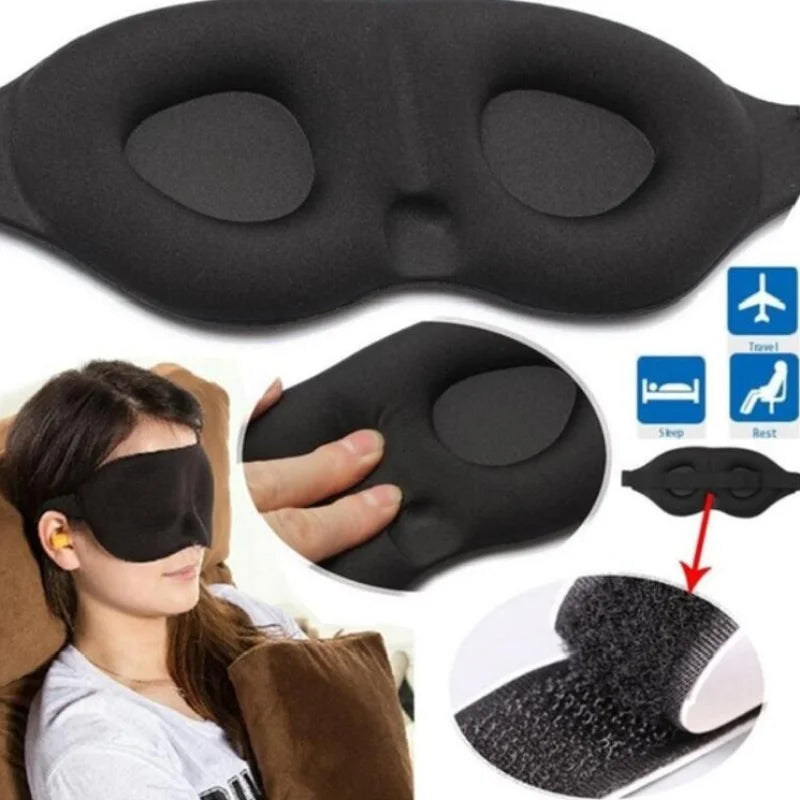 Antifaz 3D para dormir, ideal para viajes, ayuda para el descanso, cubre ojos, parche, venda suave y masajeador relajante. 