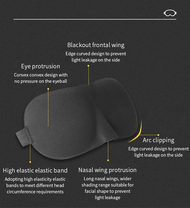 Antifaz 3D para dormir, ideal para viajes, ayuda para el descanso, cubre ojos, parche, venda suave y masajeador relajante. 