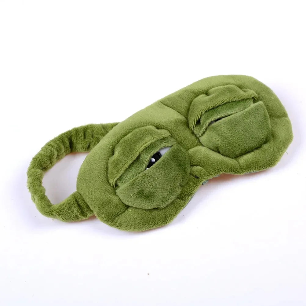 Máscara de sono do sapo triste 3D para homens e mulheres, sombra natural para dormir, olho de sombra, venda portátil macia, tapa-olho de viagem