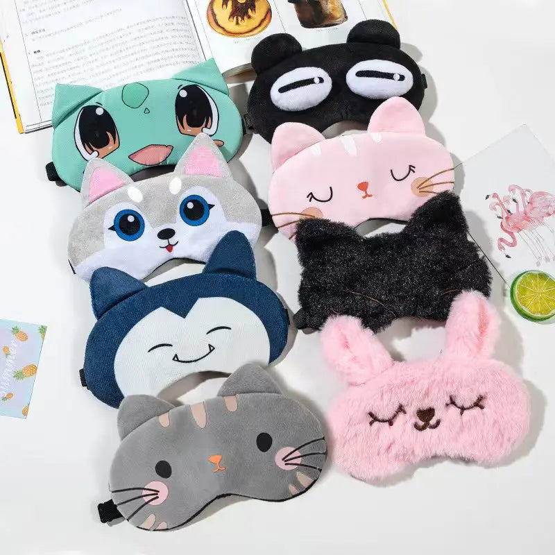 Antifaz de peluche suave para dormir, bonito antifaz con forma de ojo de gato, antifaz para dormir saludable 