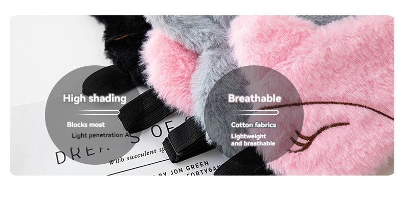 Antifaz de peluche suave para dormir, bonito antifaz con forma de ojo de gato, antifaz para dormir saludable 