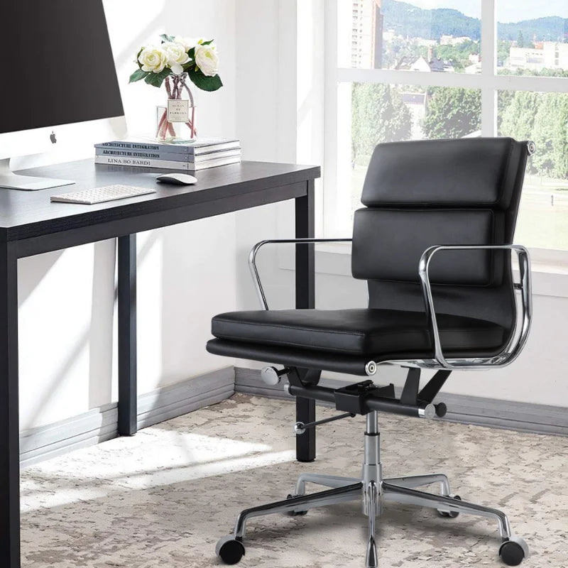 High Low Back Leather Furniture Genuine Leather Office Chair Alloy Base Black White Brown Furniture Sets WRXYH 