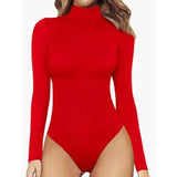 Mono informal de manga larga para mujer, cuello alto, parte inferior lisa, corte ajustado y sexy, estilo europeo y americano, otoño. 