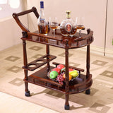Solid Wood Multipurpose Shelf Display Rack, Double-layer Trolley, Mobile Tea Tables, Hotel Household Coffee Tables, Dining Car 