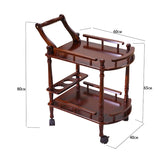Solid Wood Multipurpose Shelf Display Rack, Double-layer Trolley, Mobile Tea Tables, Hotel Household Coffee Tables, Dining Car 