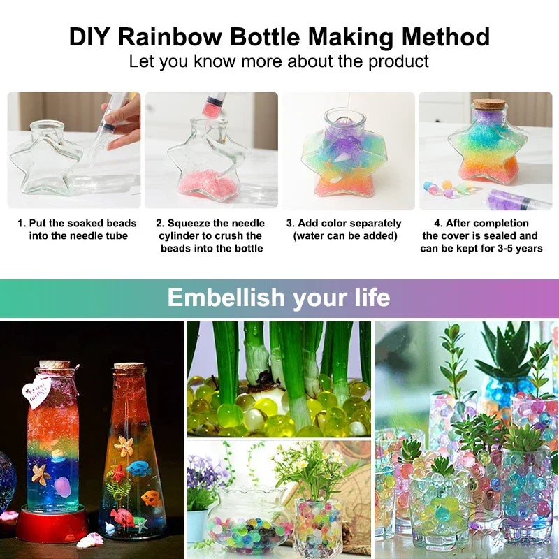 Magic Water Hydrogel Balls for Children, Crystal Soil Mud, Water Beads for Kids, Growing Flowers, Potted Toys, Home Decoration 