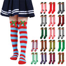 Striped Mesh Over Knee Socks for Girls, Princess Over Knee Socks for Party, Sweet Christmas Socks for Wedding, 17 Colors, Spring and Autumn