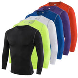 Manga longa roupas de fitness camisa de compressão para futebol basquete correndo camada base secagem rápida suor absorvente apertado