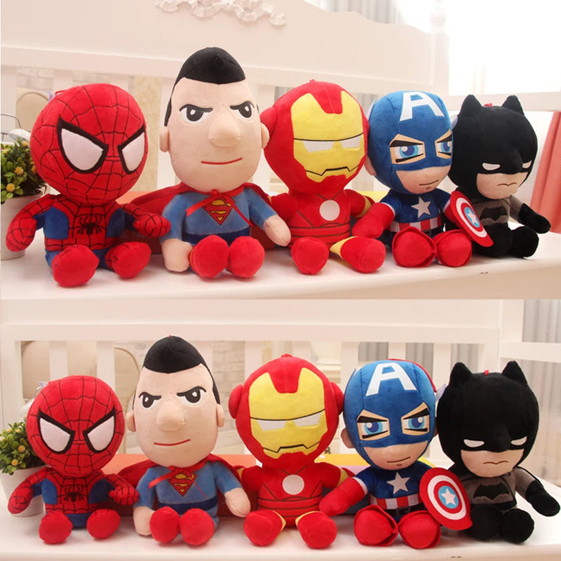Marvel Avengers Brinquedos de pelúcia infantil, bonecas do Homem-Aranha, herói de pelúcia macia, Capitão América, Homem de Ferro, presentes de Natal 27-32cm