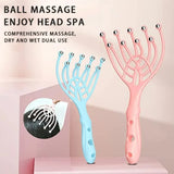 Masajeador de cabeza y cuello con peine de cinco dedos y bola de acero de 9 garras, ideal para relajarse, spa, cuidado del cabello y aliviar el estrés. 