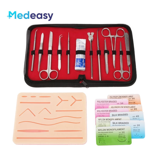 Medical Students Suture Practice Kit, Treinamento cirúrgico com almofada da pele, Modelo de ferramentas