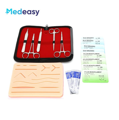 Medical Students Suture Practice Kit, Treinamento cirúrgico com almofada da pele, Modelo de ferramentas