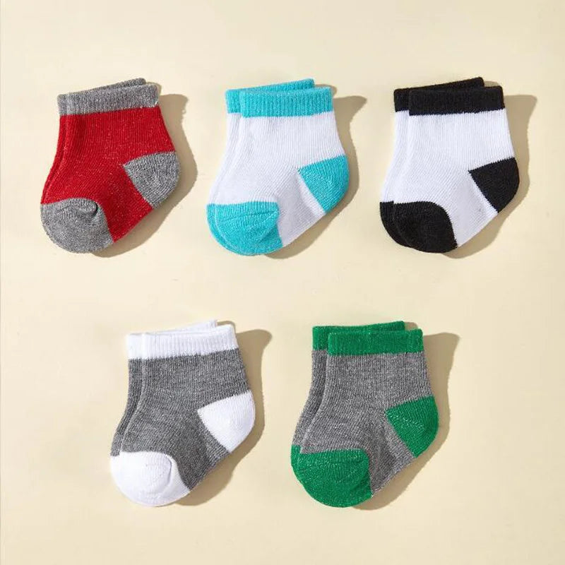 Meias Coloridas Meninos e Meninas, 5 Pares, Novo