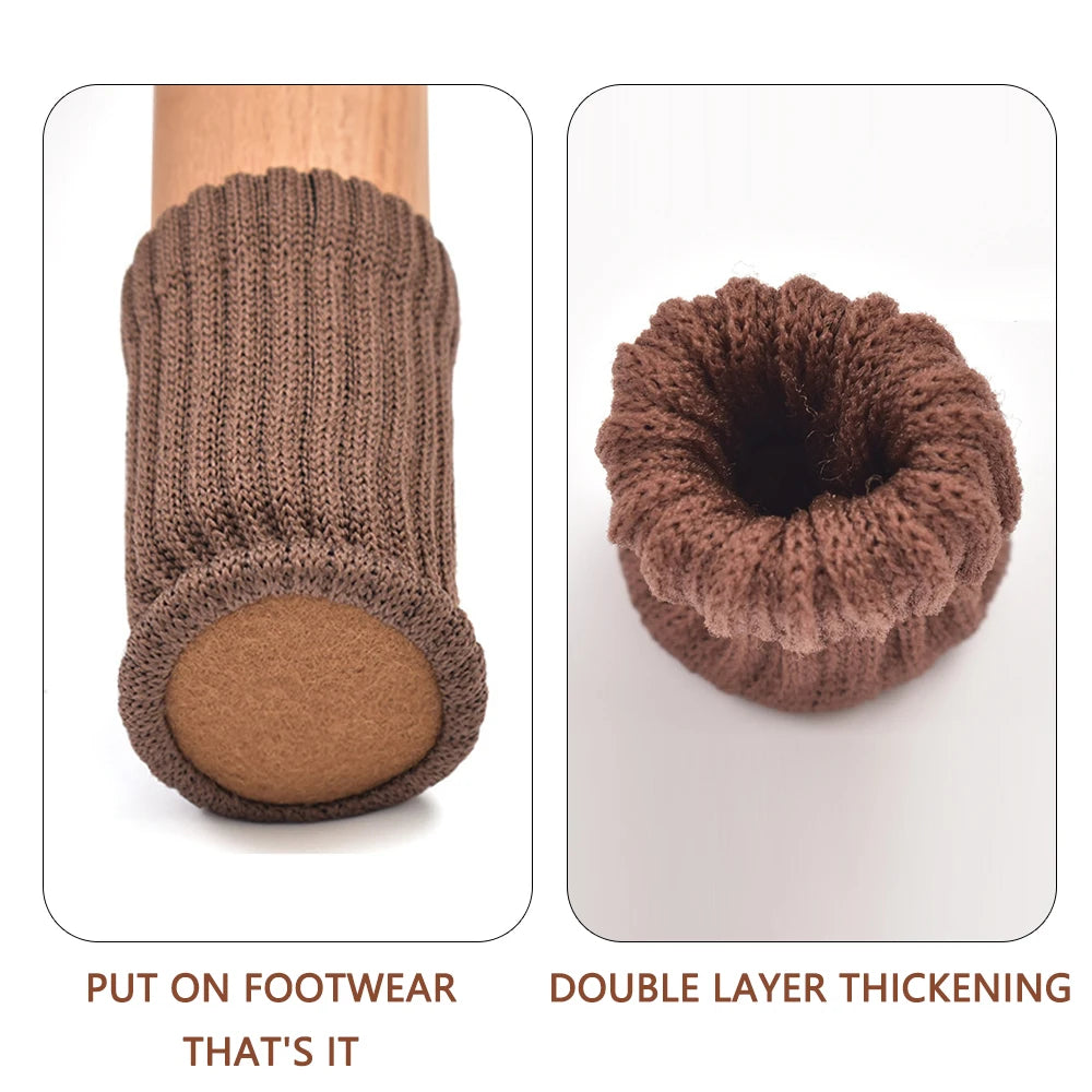 Knitted Furniture Feet Socks Floor Protectors Anti-Slip Pads Silent Thicken Table Leg Sock Covers 16Pcs 