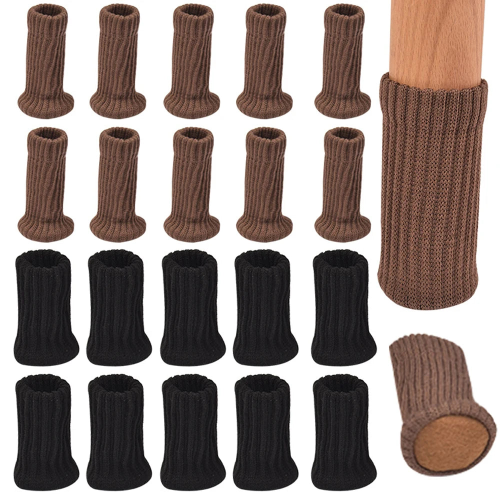 Knitted Furniture Feet Socks Floor Protectors Anti-Slip Pads Silent Thicken Table Leg Sock Covers 16Pcs 