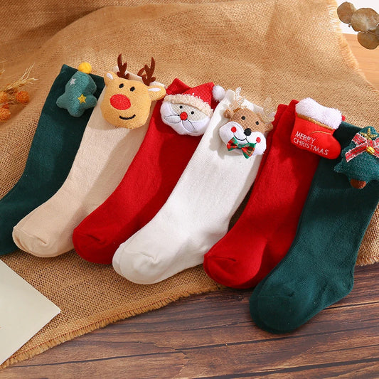 Christmas Cotton Socks with Big Bow, Newborn Baby Socks, Toddler Kids Baby Sock, Kids Clothes, Toddler, New Year 