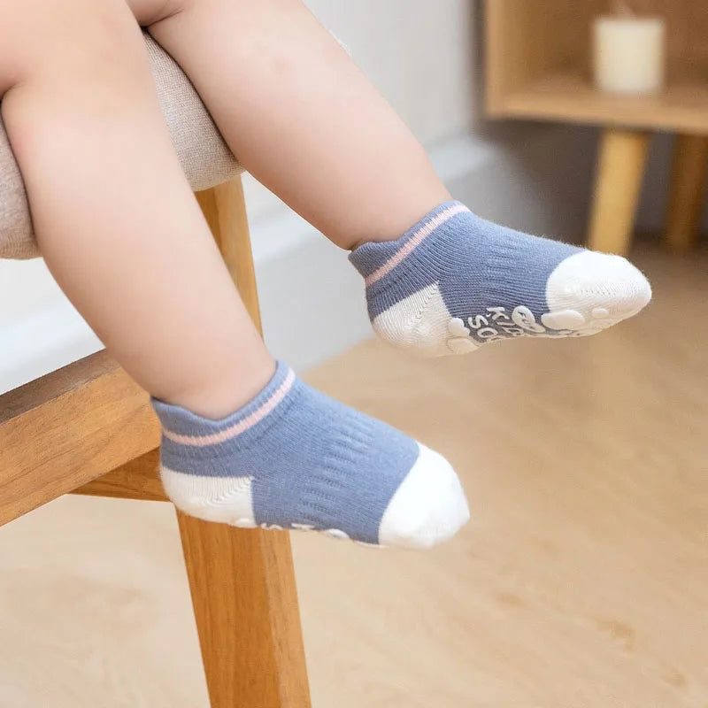 5 Pairs Breathable Cotton Kids Socks Baby Casual Socks Anti-slip Boys Girls Socks 