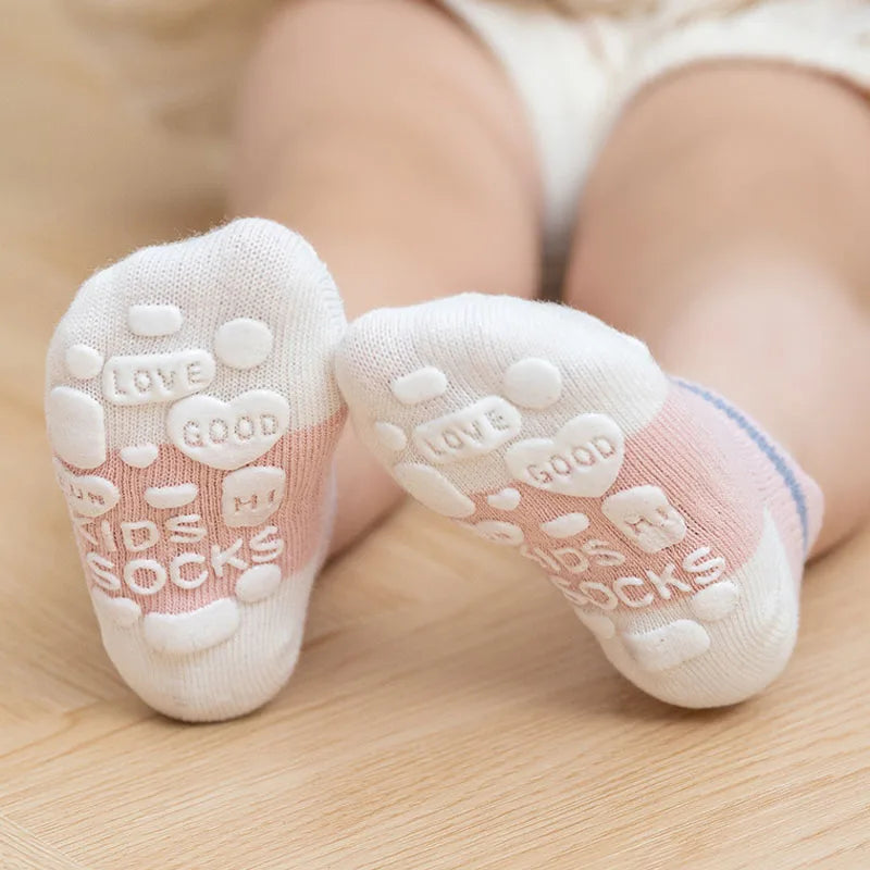 5 Pairs Breathable Cotton Kids Socks Baby Casual Socks Anti-slip Boys Girls Socks 