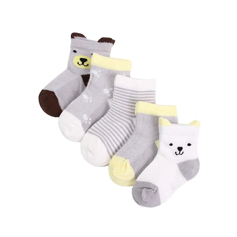 5 Pairs/Lot Newborn Soft Cotton Knitted Socks Baby Short Socks 0-24 Months 