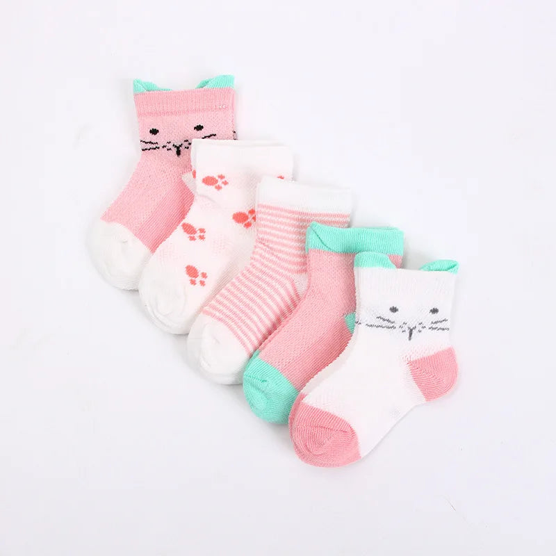 5 Pairs/Lot Newborn Soft Cotton Knitted Socks Baby Short Socks 0-24 Months 