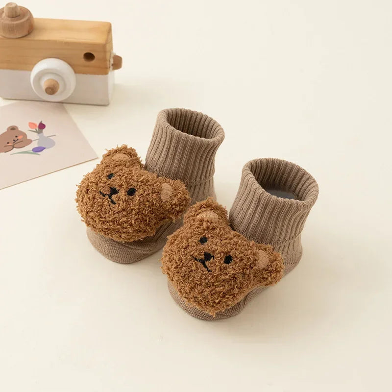 Cute Cartoon Bear Baby Socks Soft Cotton Non-slip Sole Newborn Toddler Sock Thick Warm Socks for Kids Boys Girls Winter 