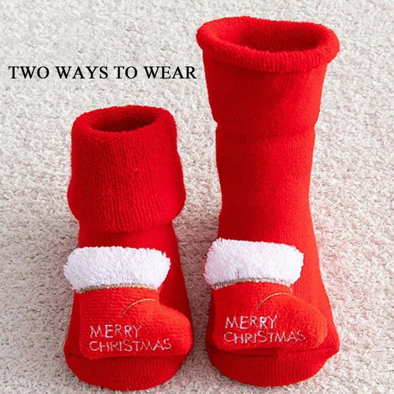Calcetines de algodón antideslizantes para bebé, calcetines navideños para recién nacidos, bebés, niños pequeños, niñas y niños. 