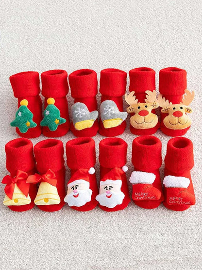 Meias infantis de algodão com estampa antiderrapante, meias de Natal para recém-nascidos, infantil, criança, bebê, meninas, meninos, crianças