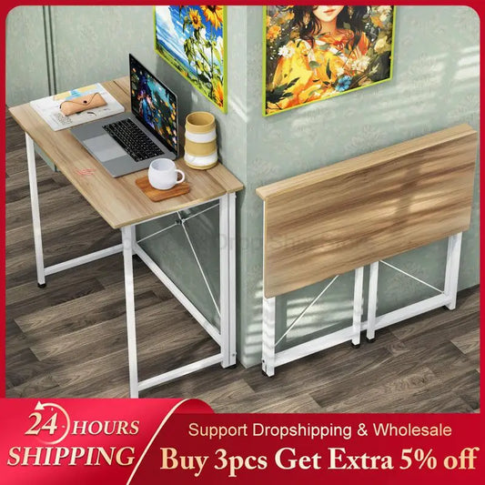 Modern Folding Desk with Shelf, Office Desks, Laptop Tables, Home Furniture, Housework, Writing, Study, HWC, 80x45x74cm 
