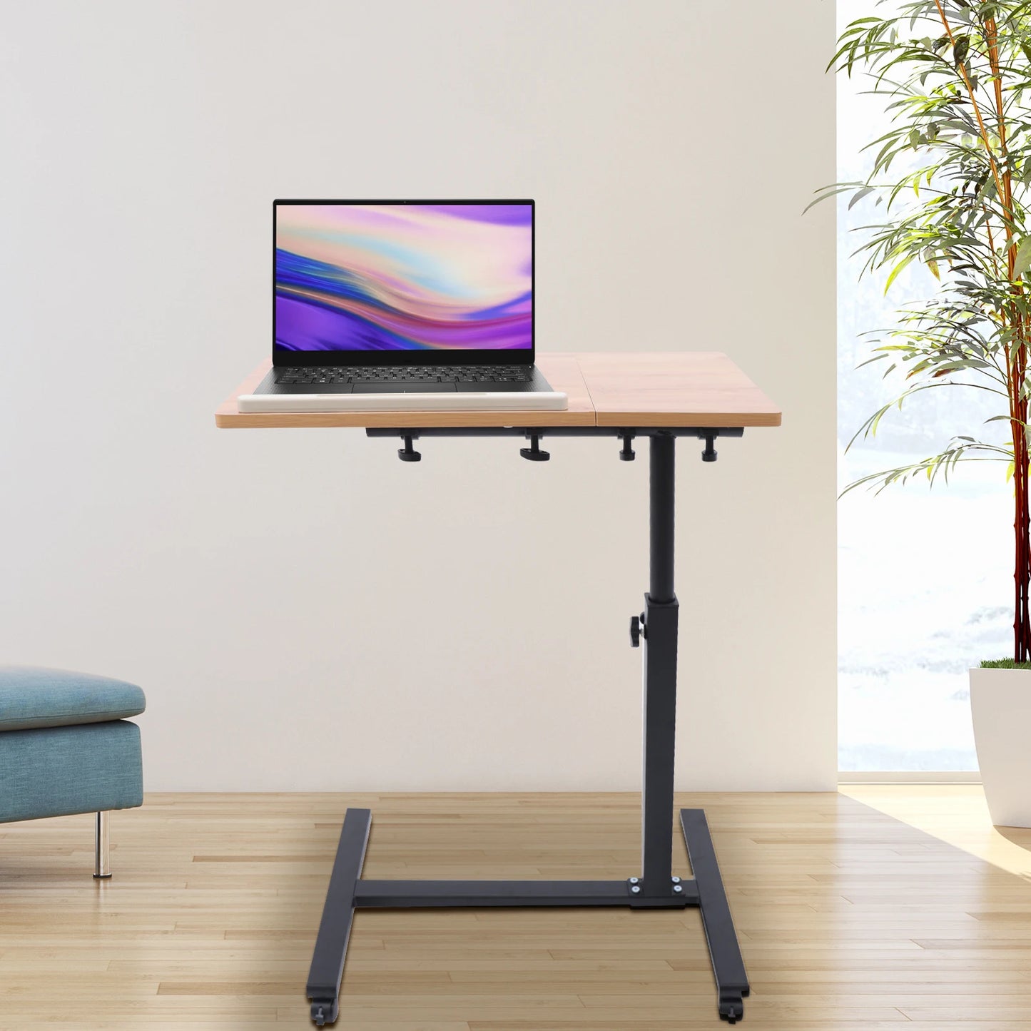 Adjustable Rolling Laptop Desk, Home Office, Mobile Stand, 360° Rotation 