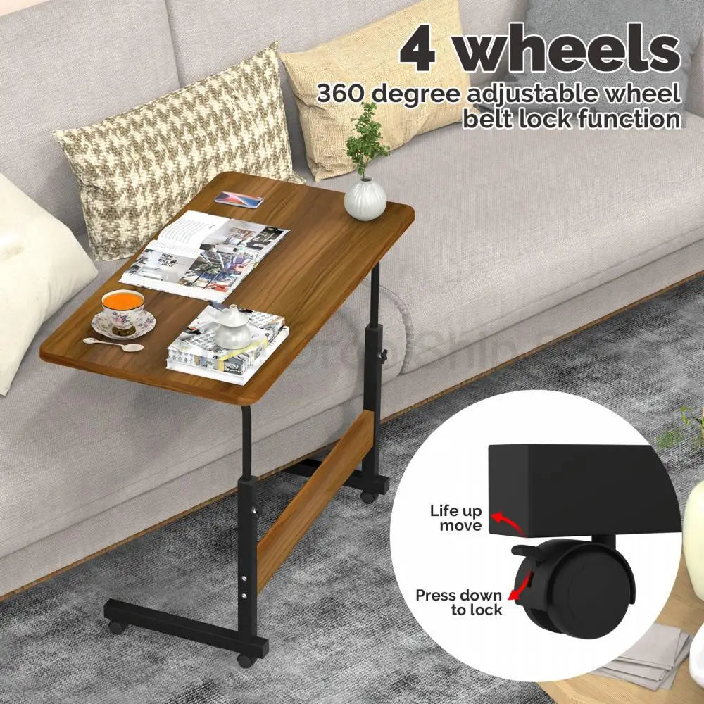 Mesa de Computador Ajustável em Altura, Mesa Sit-Stand, Mesa Laptop com Rodas, Escritório Top, Sala e Quarto, HWC