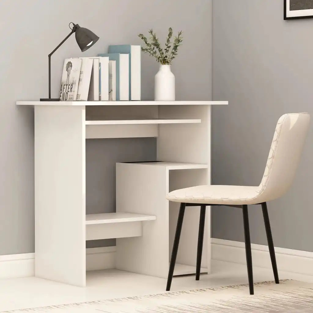 White Home Office Desk, Study Table, PC Gamer, Computer Furniture, AGVC, 80x45x74 cm 