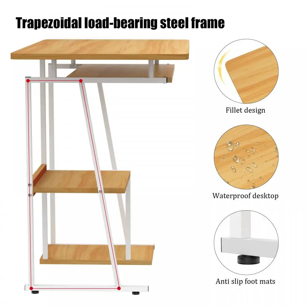 Simple White Study Table for Home Office Computer Desk Student Bedroom Living Room Gaming Furniture HWC 