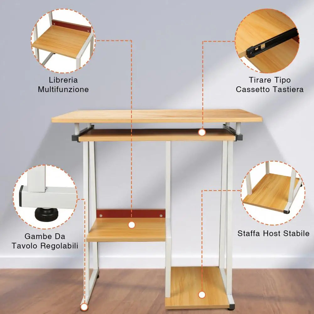 Simple White Study Table for Home Office Computer Desk Student Bedroom Living Room Gaming Furniture HWC 