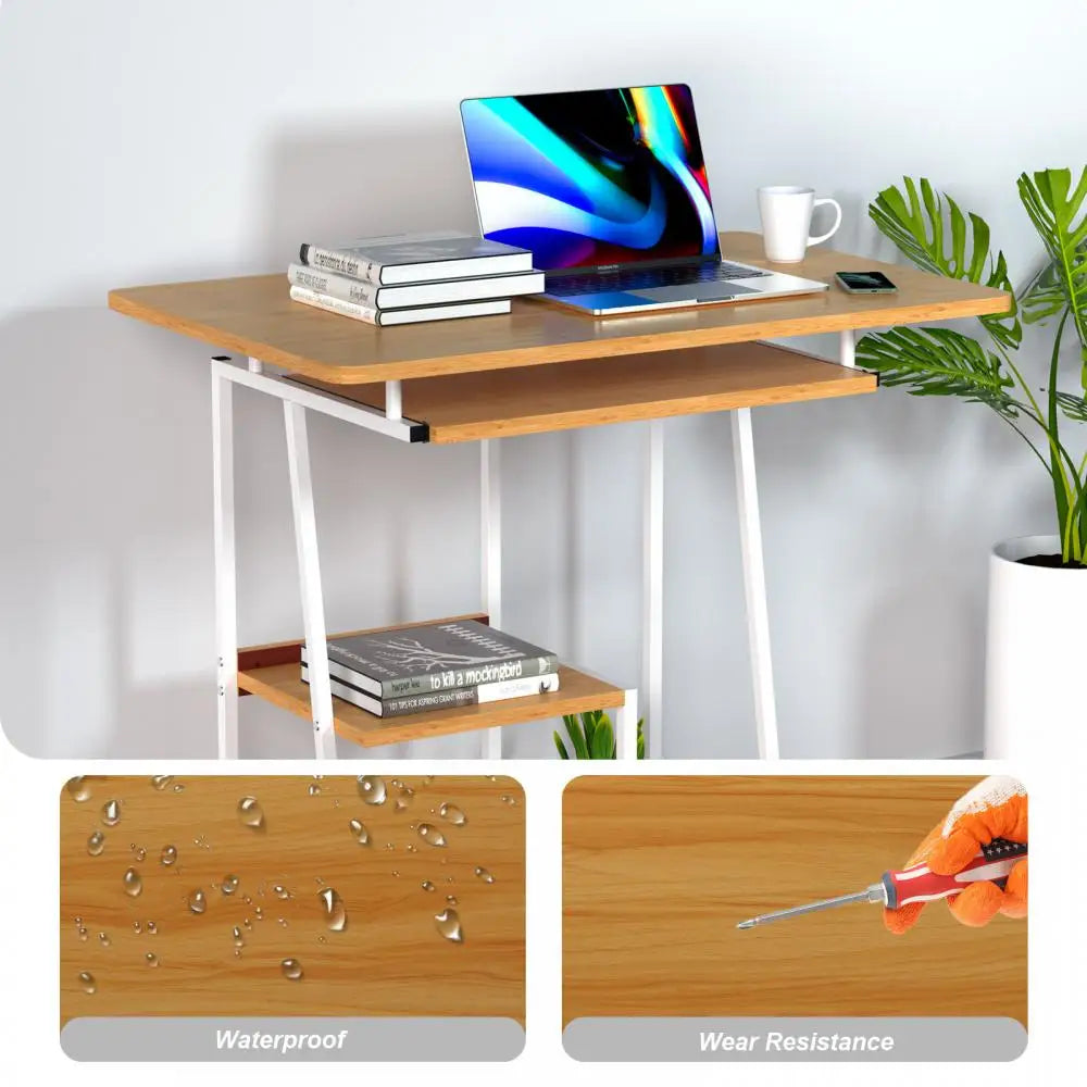 Simple White Study Table for Home Office Computer Desk Student Bedroom Living Room Gaming Furniture HWC 