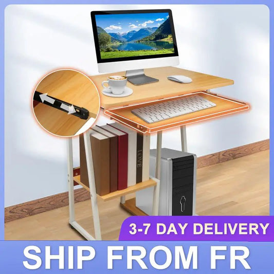 Simple White Study Table for Home Office Computer Desk Student Bedroom Living Room Gaming Furniture HWC 