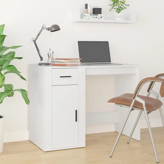 Nordic Engineering Study Wooden Desk, White Office Table, PC Gamer Computer Desk, Home Furniture, 100x49x75 cm