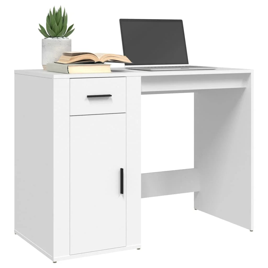 Nordic Engineering Study Wooden Desk, White Office Table, PC Gamer Computer Desk, Home Furniture, 100x49x75 cm