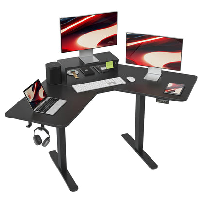 Mesa em pé ajustável em altura, em forma de L, Mesa elétrica para Estudo, Esports, Em pé, Canto, Computador, Casa, Escritório, Sit Stand