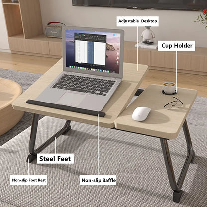 Mesa multifuncional para laptop, mesa para cama, mesas de escritório, mesa de mesa Lap Desk, dobrável, 6 velocidades de ajuste de altura