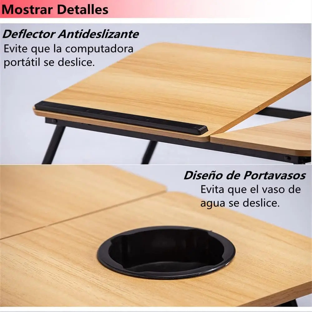 Mesa multifuncional para laptop, mesa para cama, mesas de escritório, mesa de mesa Lap Desk, dobrável, 6 velocidades de ajuste de altura